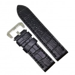 Curea de ceas Robusta din Piele Naturala - Culoare Neagra, Imprimeu Crocodil - 24mm - WZ4023