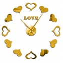 Ceas de perete 3D Auriu Love Hearts DIY WZ2447