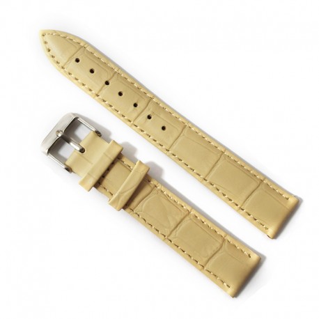 Curea de ceas Bej din Piele Naturala cu Imprimeu Crocodil 18mm GR1306